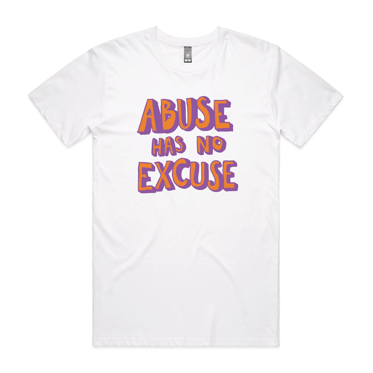 Abuse Has No Excuse t-shirt design, artwork by Claire Harrison for Lonely Kids Club