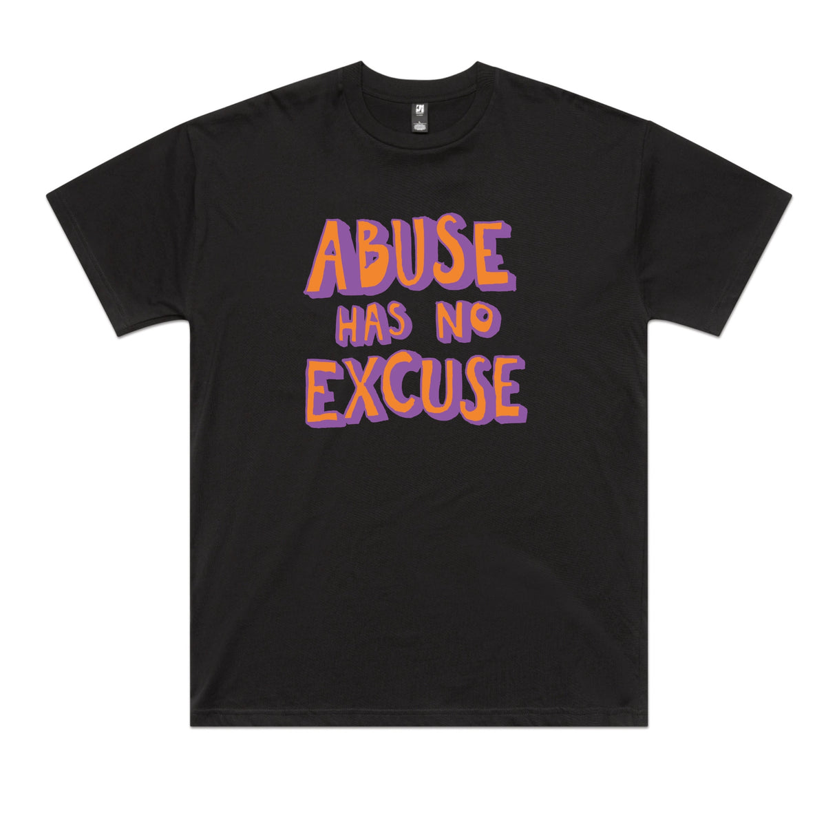 Abuse Has No Excuse t-shirt design, artwork by Claire Harrison for Lonely Kids Club