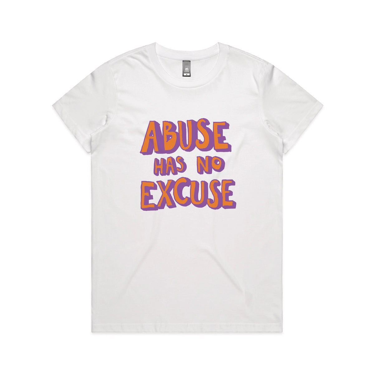 Abuse Has No Excuse t-shirt design, artwork by Claire Harrison for Lonely Kids Club