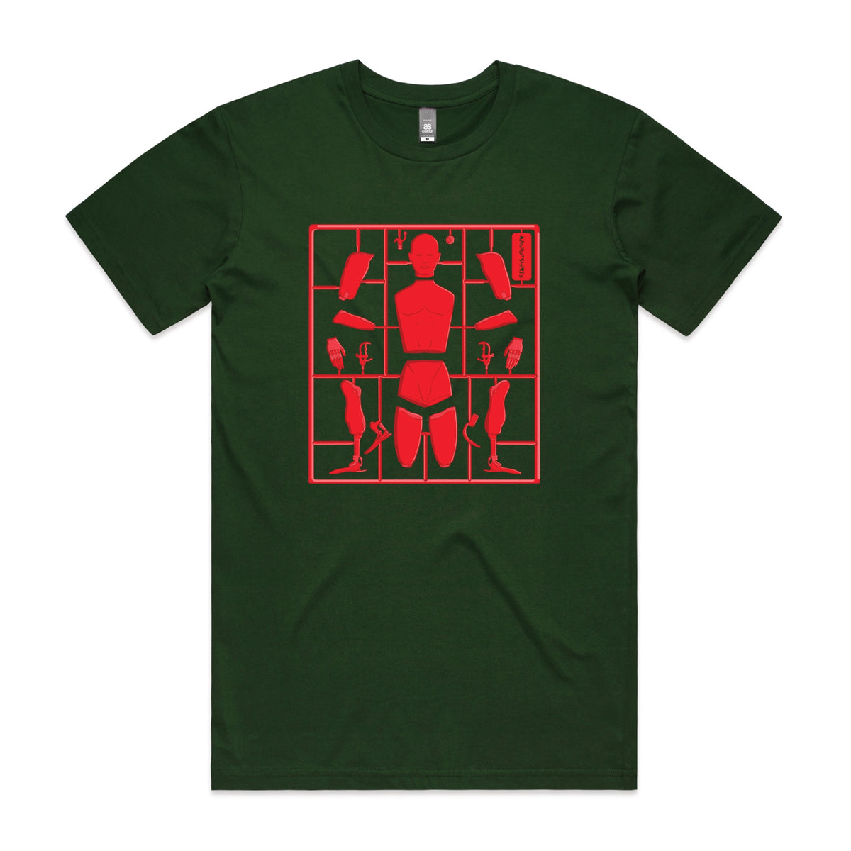 Forest Green unisex t-shirt with Some Assembly Required graphic by Lonely Kids Club