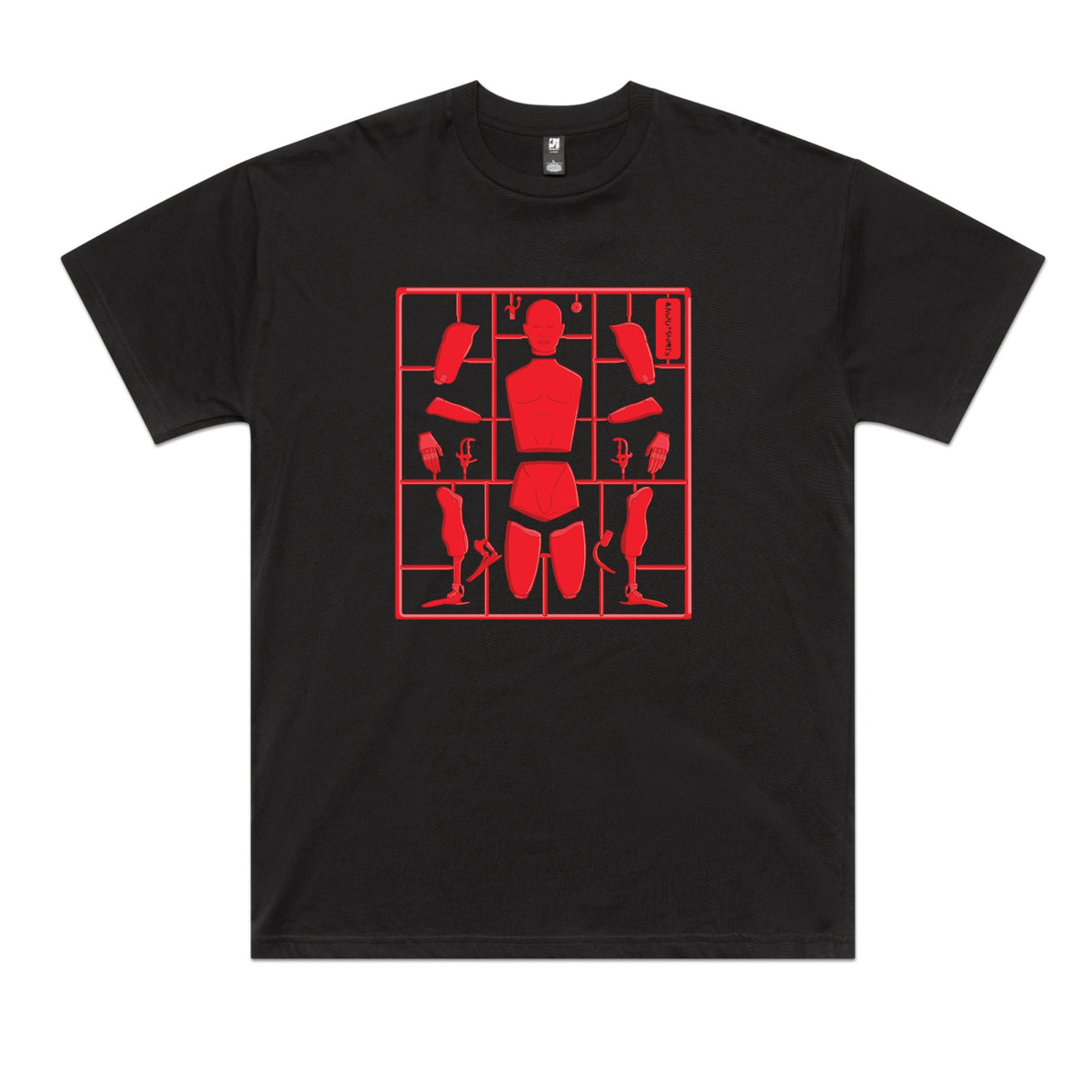 Black oversized t-shirt with Some Assembly Required graphic by Lonely Kids Club