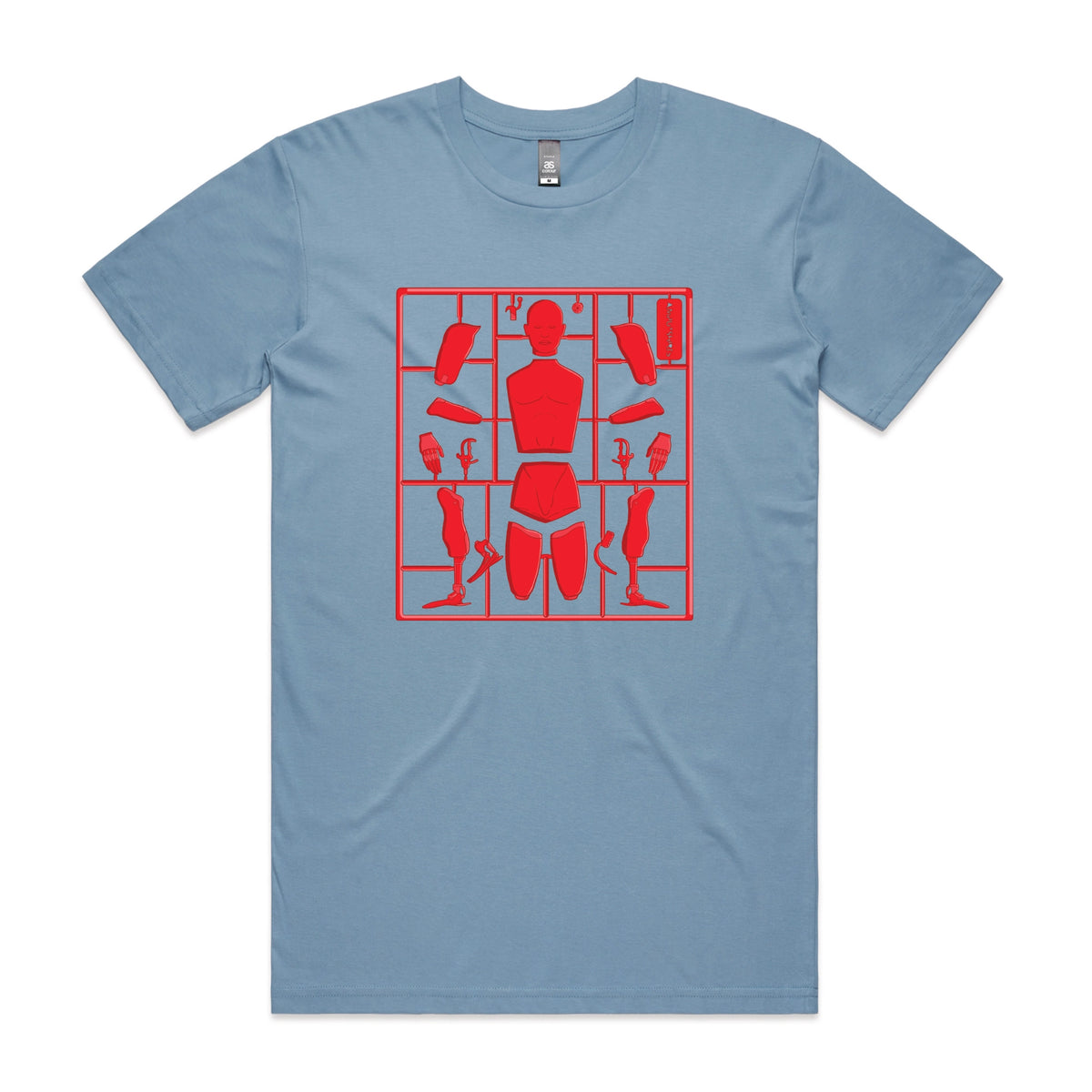 Carolina Blue unisex t-shirt with Some Assembly Required graphic by Lonely Kids Club