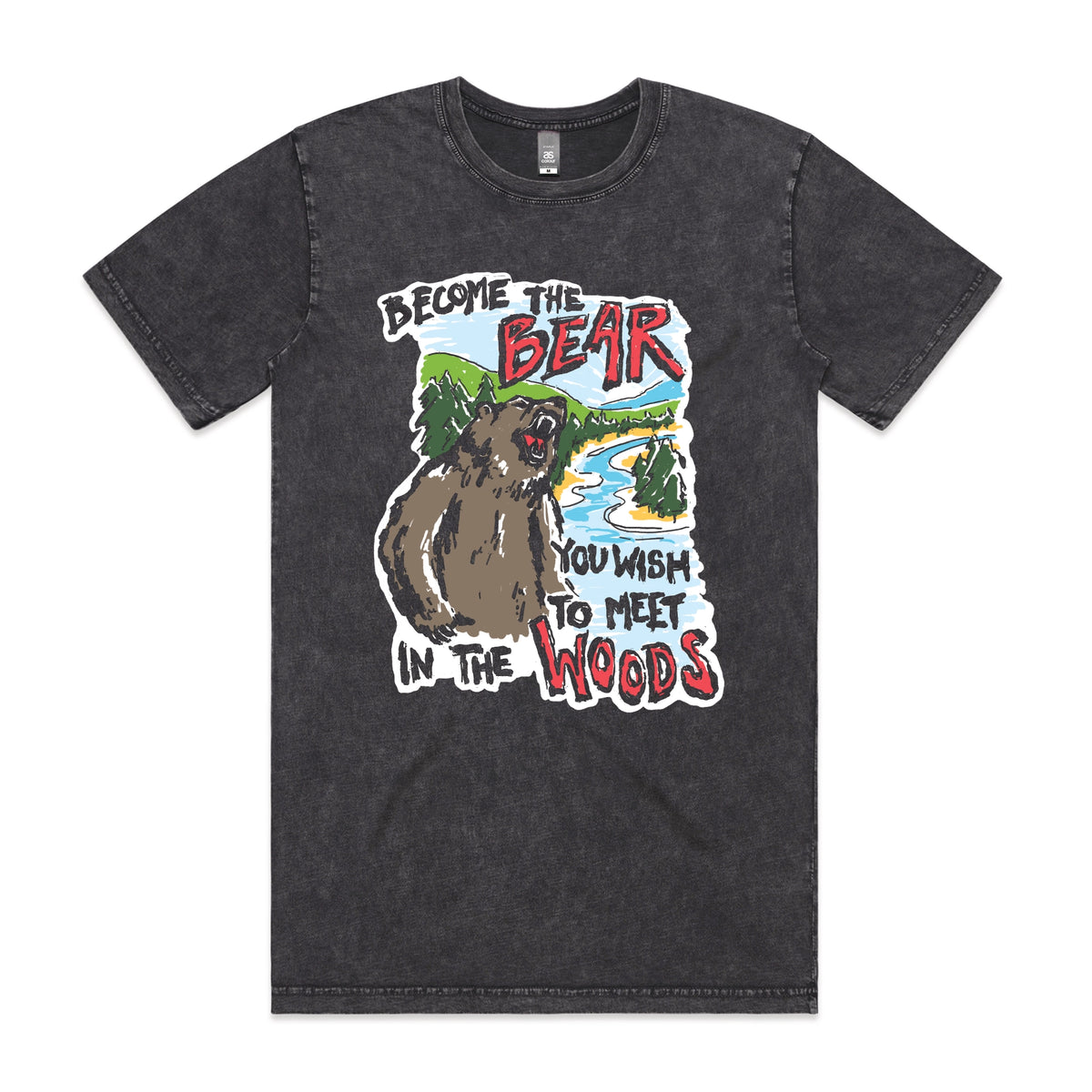 Acid Wash unisex t-shirt with Become The Bear graphic by Lonely Kids Club