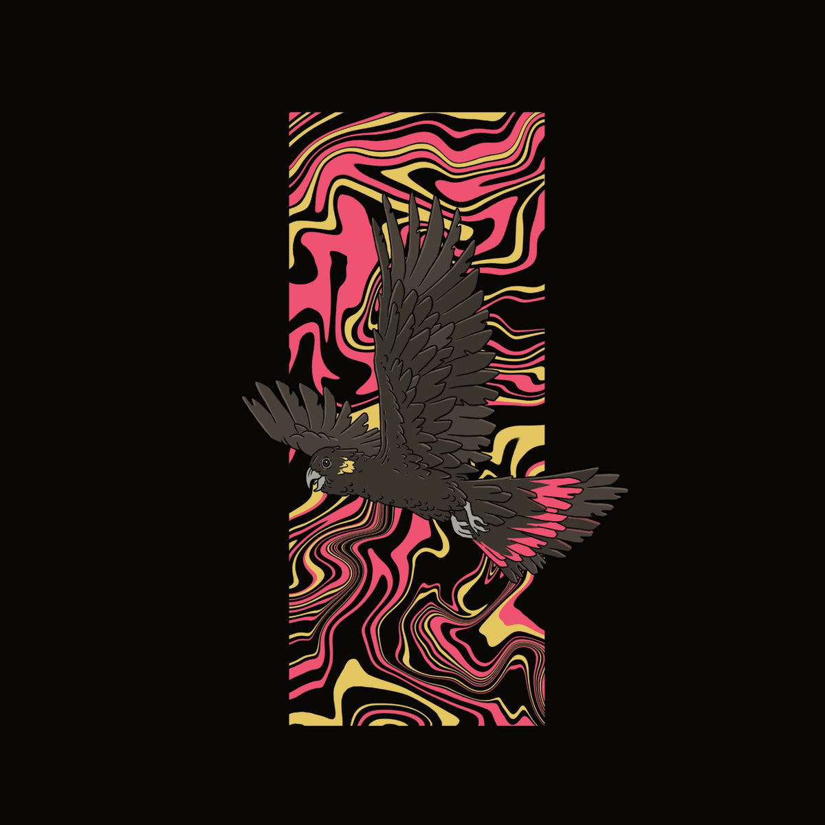 Black Cockatoo Swirl t-shirt by Lonely Kids Club