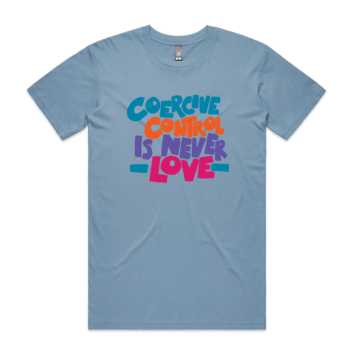 Carolina Blue unisex t-shirt with Coercive Control graphic by Lonely Kids Club