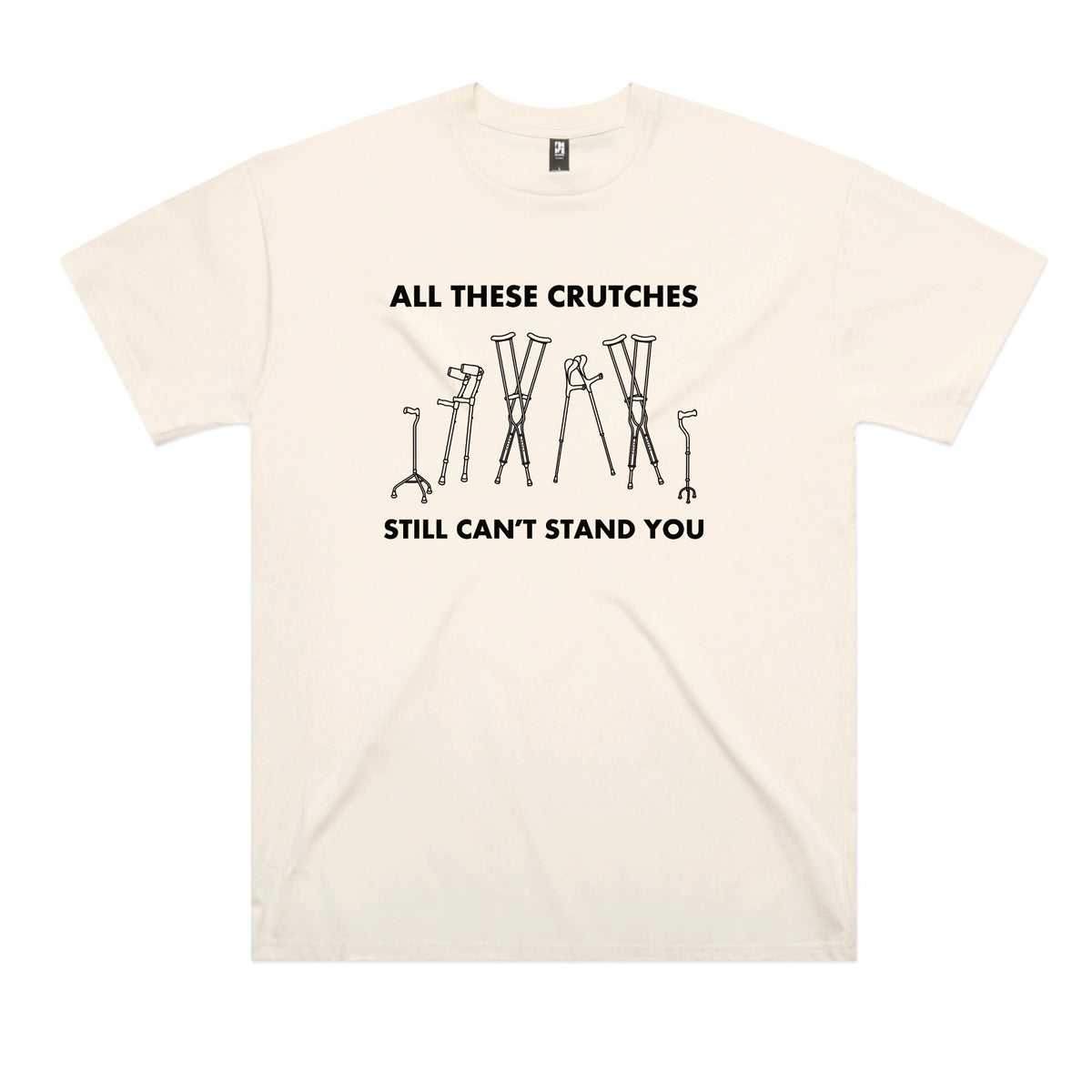 Ecru oversized t-shirt with All These Crutches graphic by Lonely Kids Club