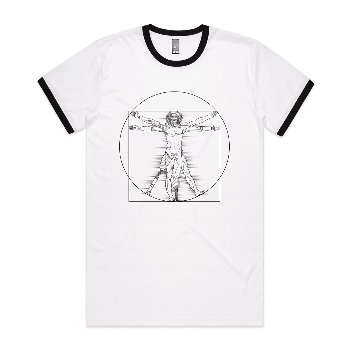 Black/White Ringer unisex t-shirt with I Deal Man graphic by Lonely Kids Club