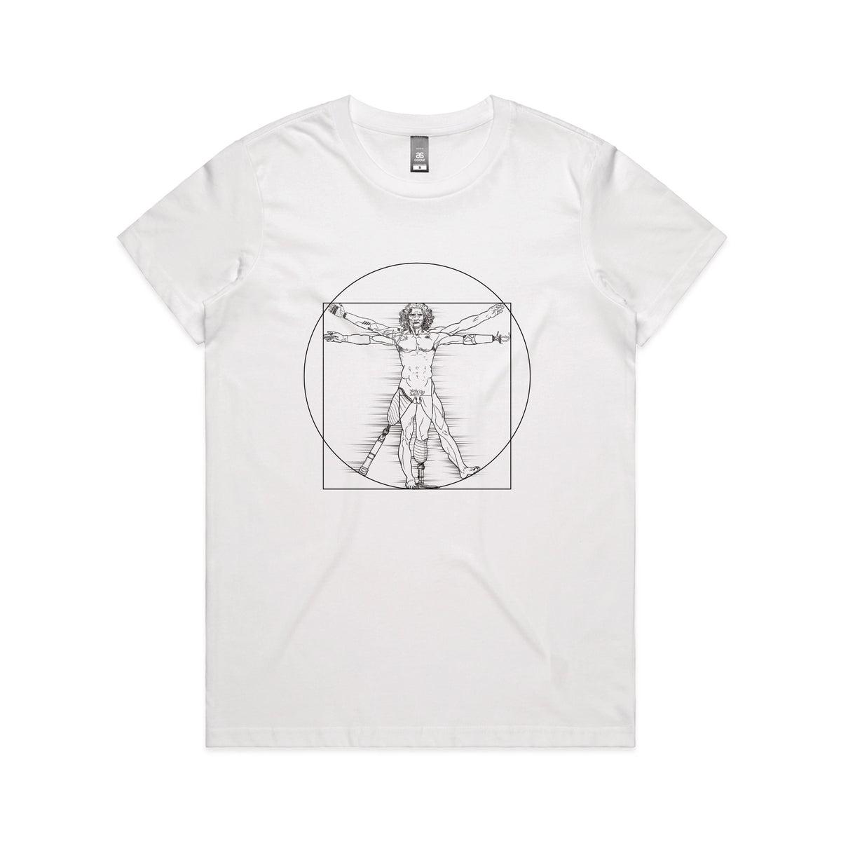 White fitted womens t-shirt with I Deal Man graphic by Lonely Kids Club