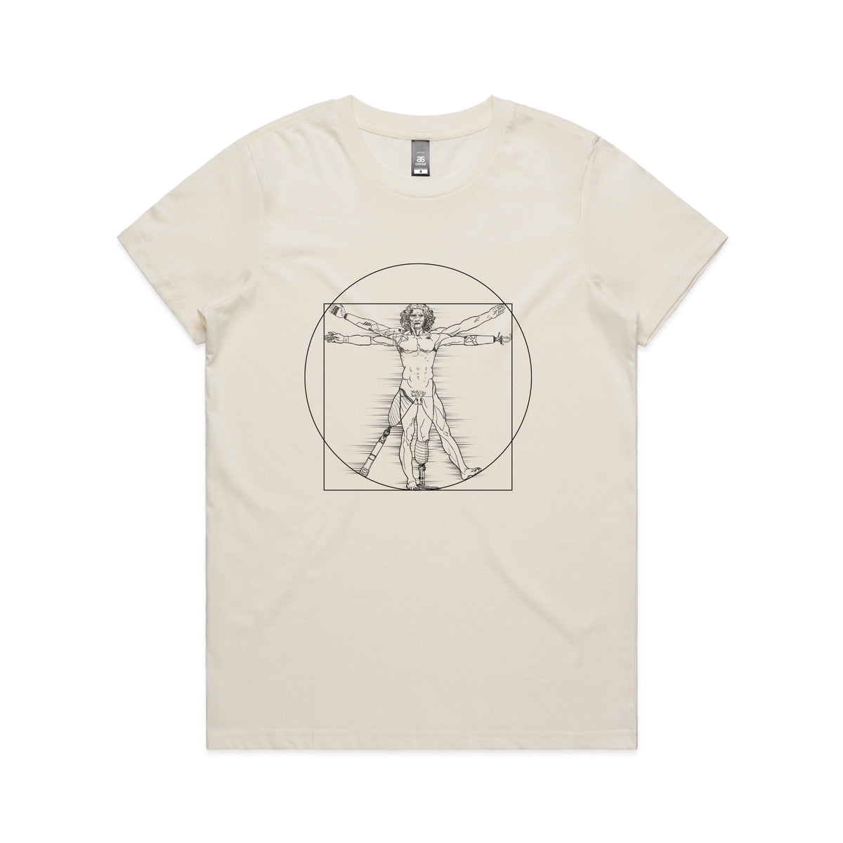 Ecru fitted womens t-shirt with I Deal Man graphic by Lonely Kids Club