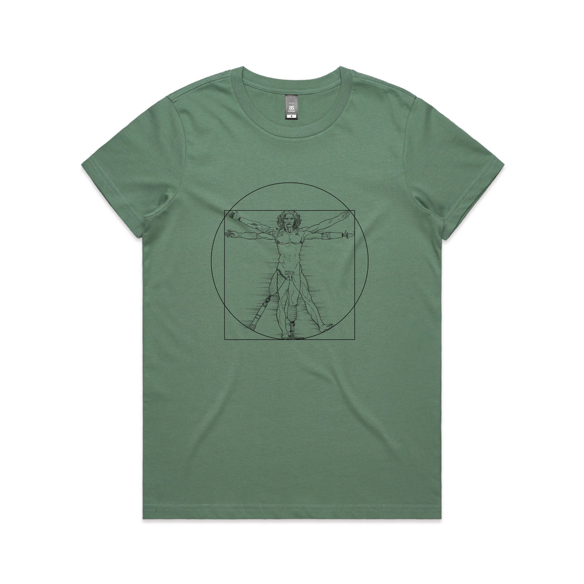 Sage fitted womens t-shirt with I Deal Man graphic by Lonely Kids Club
