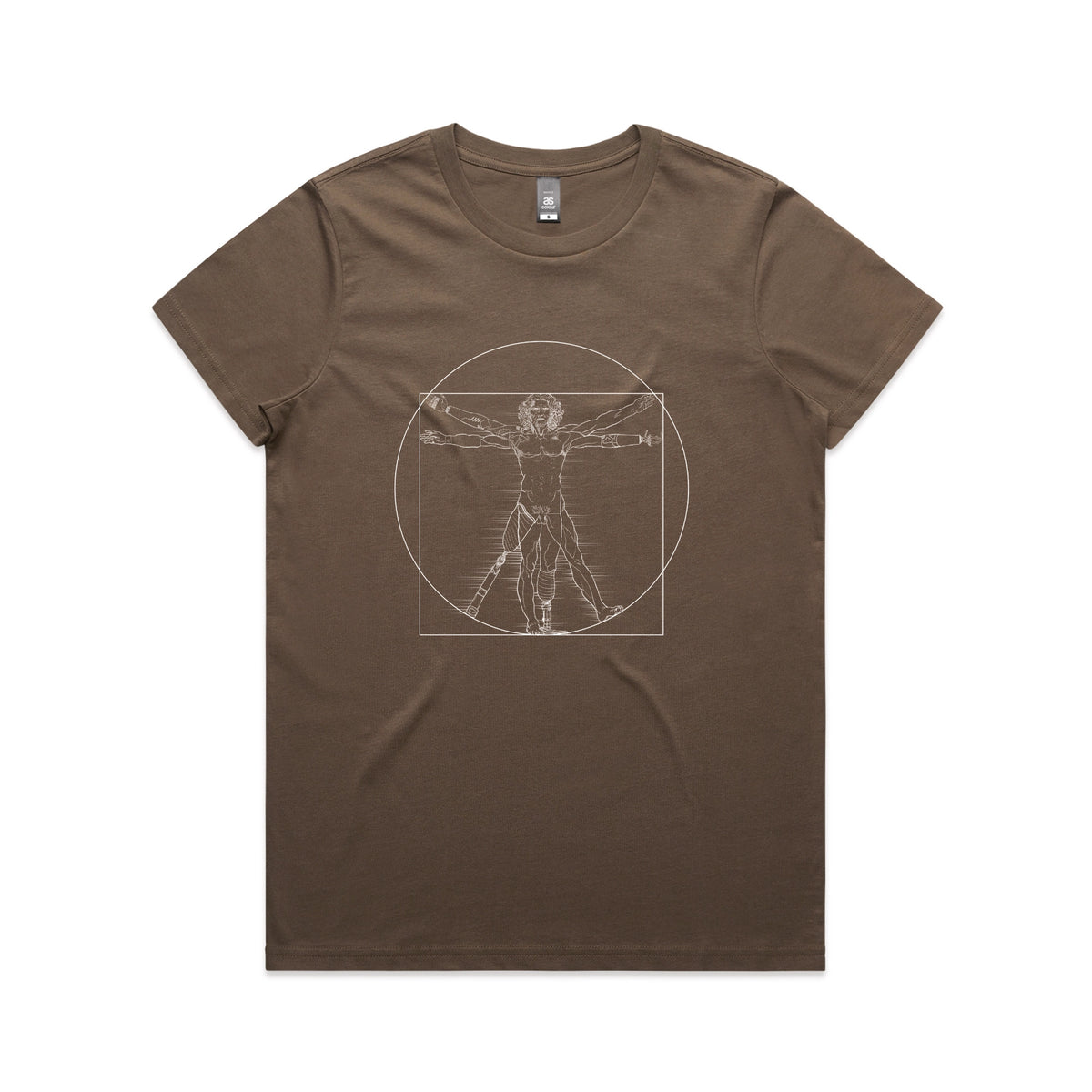 Walnut fitted womens t-shirt with I Deal Man graphic by Lonely Kids Club