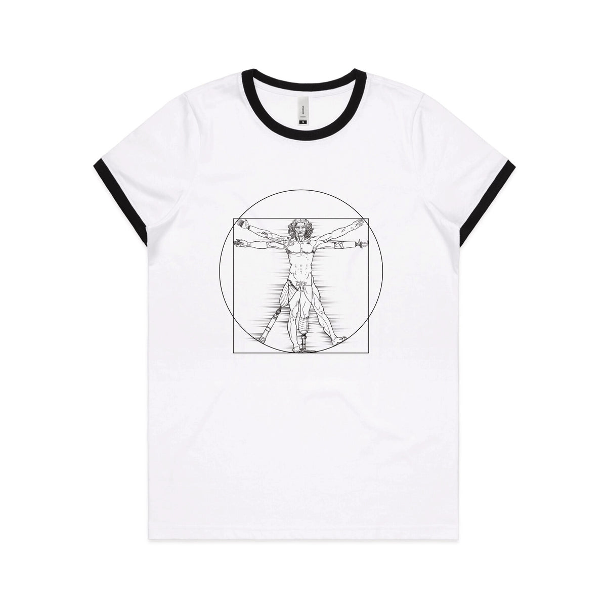 Black/White Ringer fitted womens t-shirt with I Deal Man graphic by Lonely Kids Club