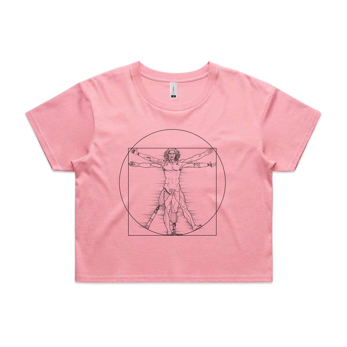 Bubblegum crop top with I Deal Man graphic by Lonely Kids Club
