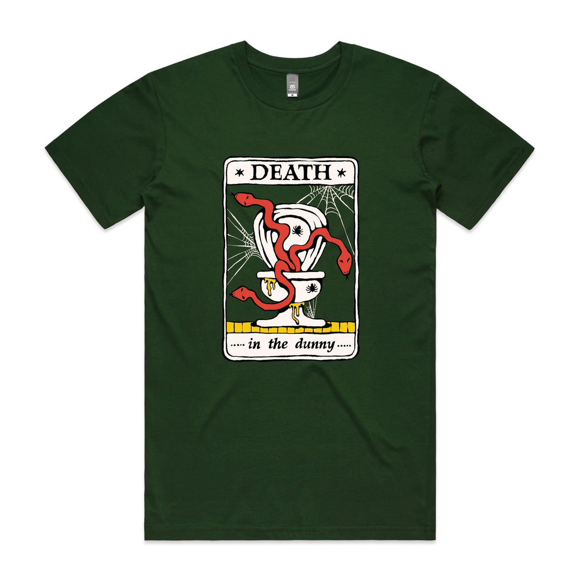 Forest Green unisex t-shirt with Death Tarot graphic by Lonely Kids Club