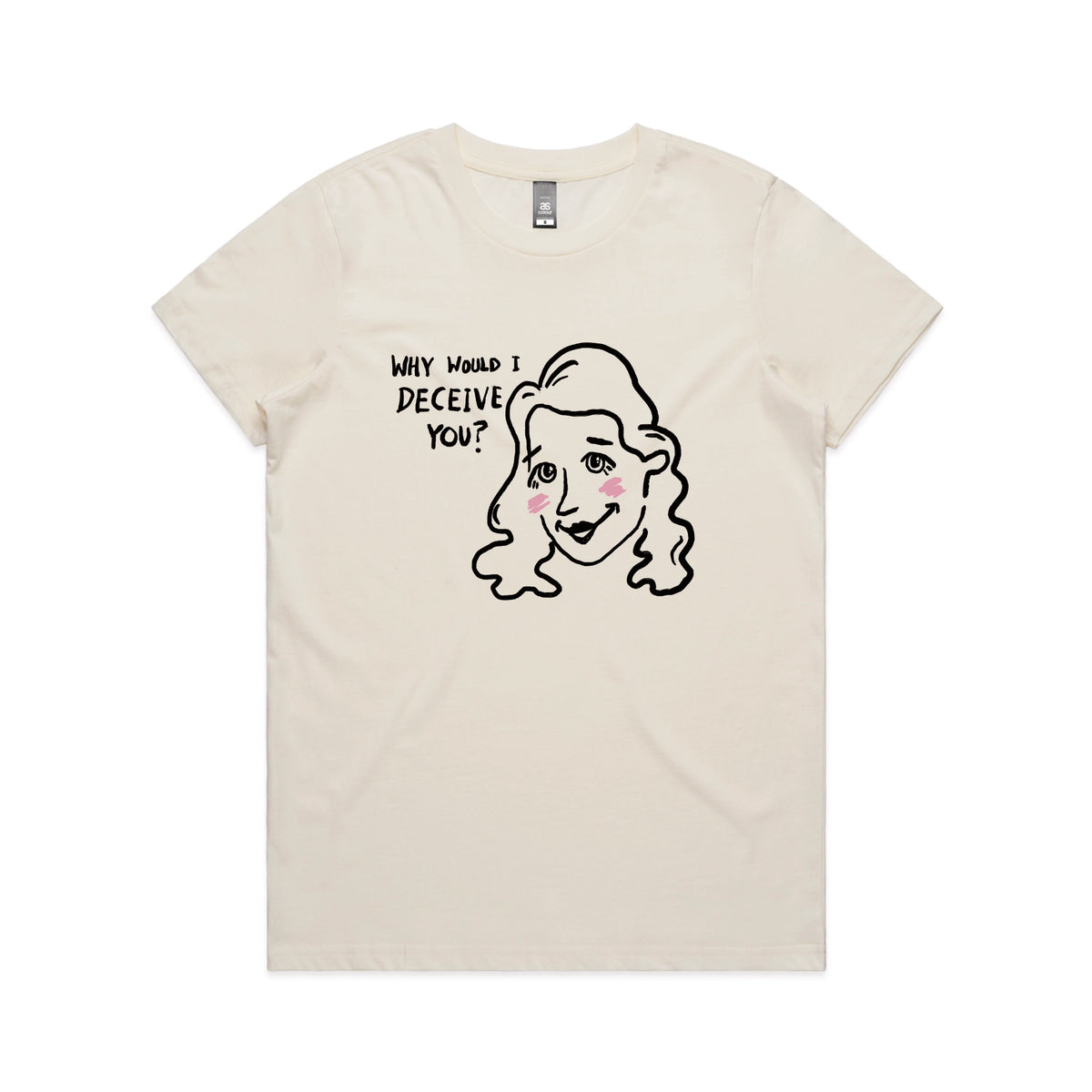 Ecru fitted womens t-shirt with Deceive You graphic by Lonely Kids Club