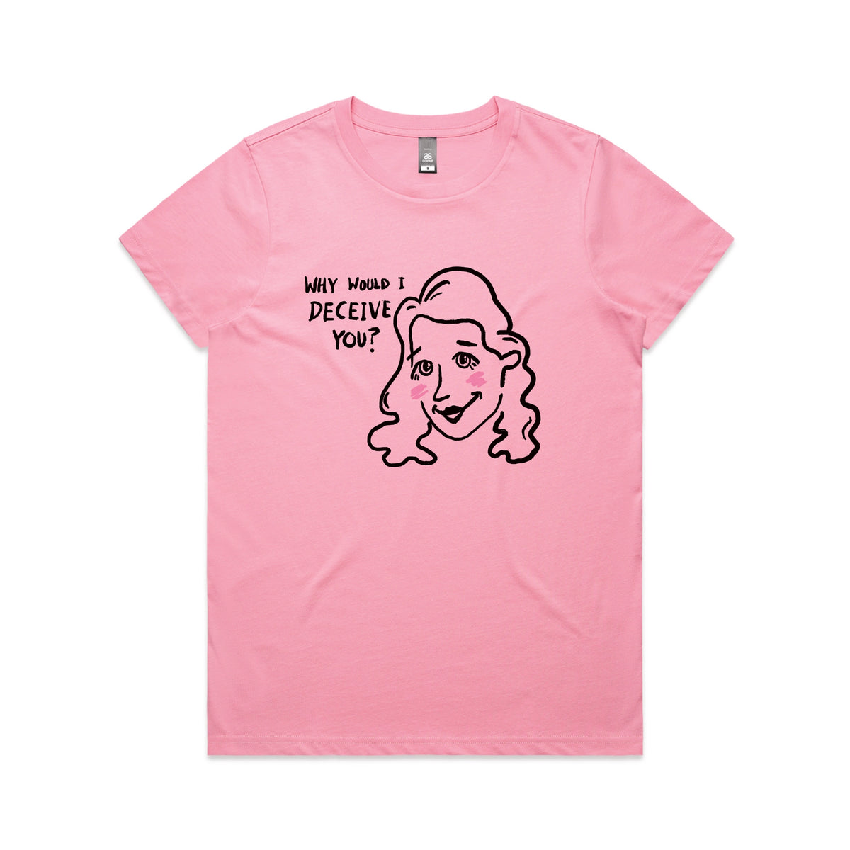Bubblegum fitted womens t-shirt with Deceive You graphic by Lonely Kids Club