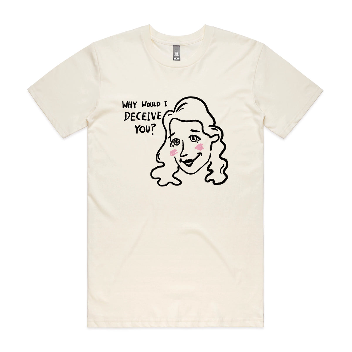 Ecru unisex t-shirt with Deceive You graphic by Lonely Kids Club