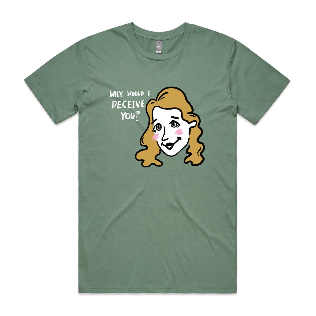 Sage unisex t-shirt with Deceive You graphic by Lonely Kids Club