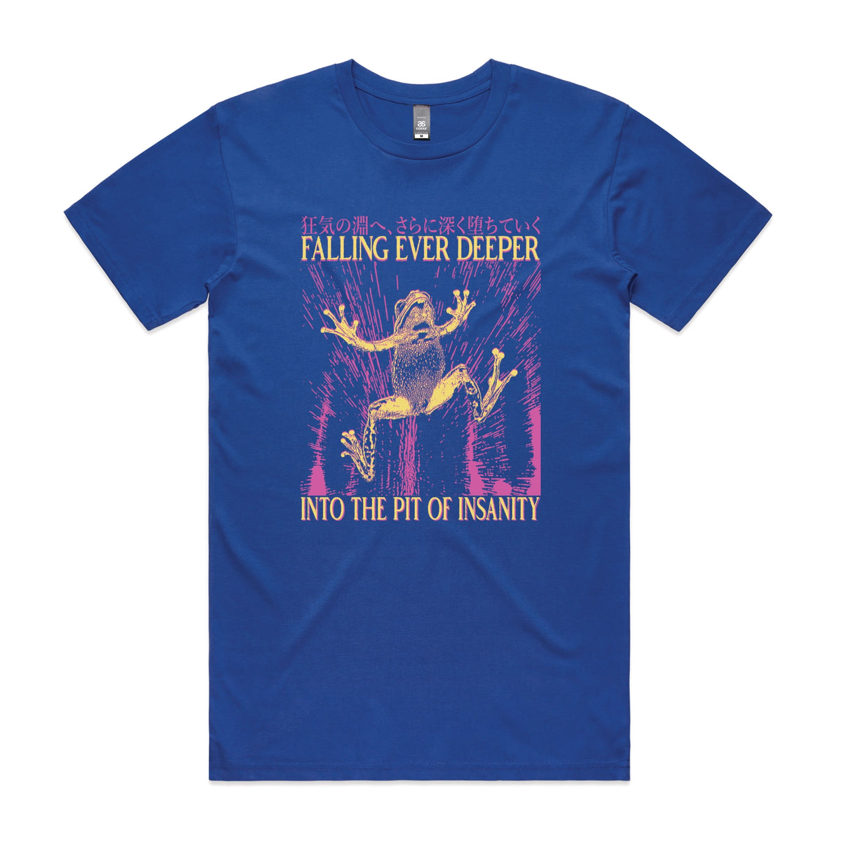 Royal Blue unisex t-shirt with Falling Ever Deeper graphic by Lonely Kids Club