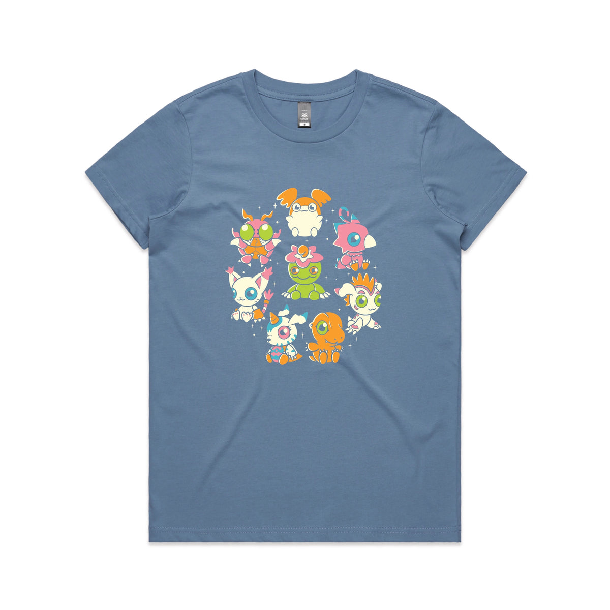 Carolina Blue fitted womens t-shirt with Digicute graphic by Lonely Kids Club
