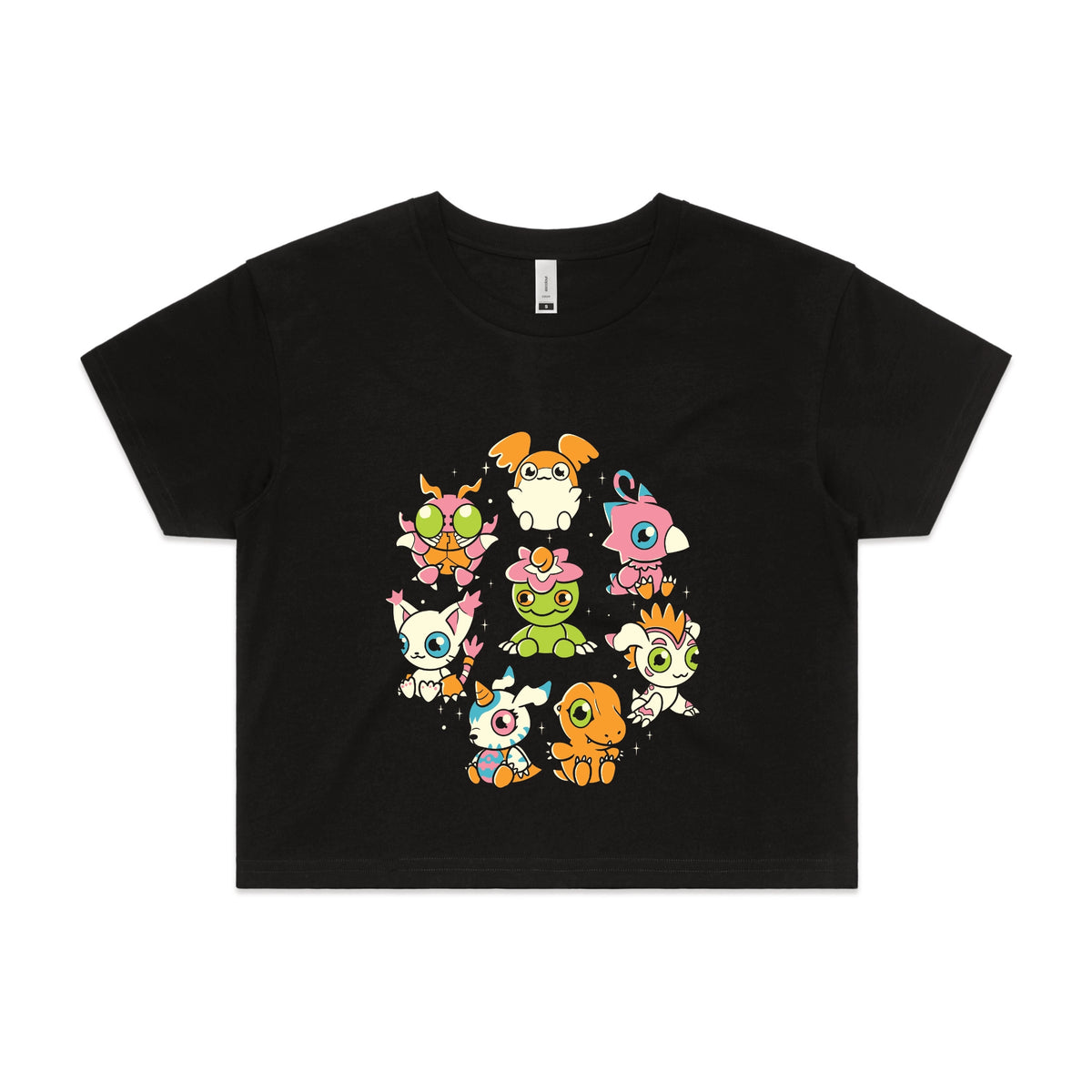 Black crop top with Digicute graphic by Lonely Kids Club