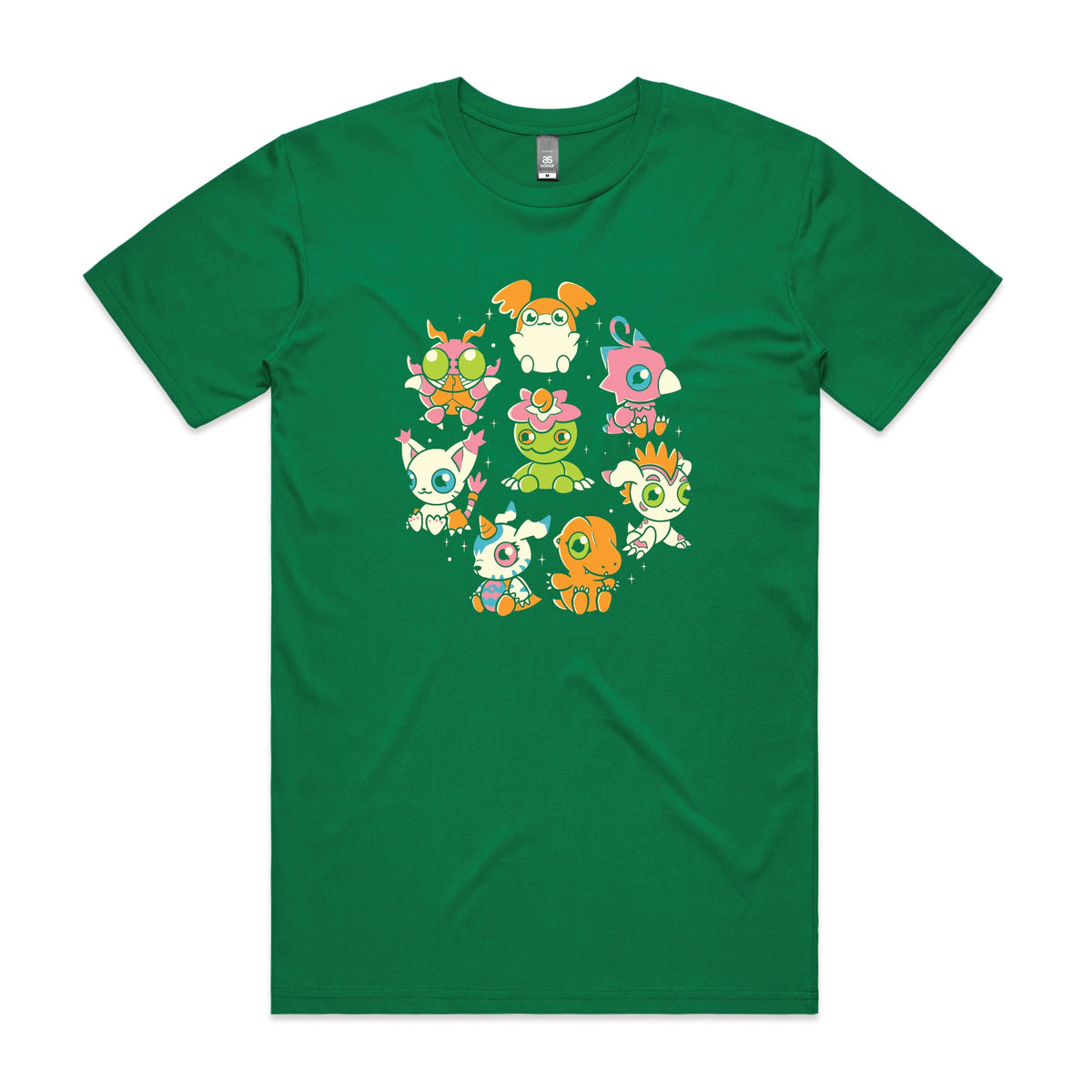 Green unisex t-shirt with Digicute graphic by Lonely Kids Club