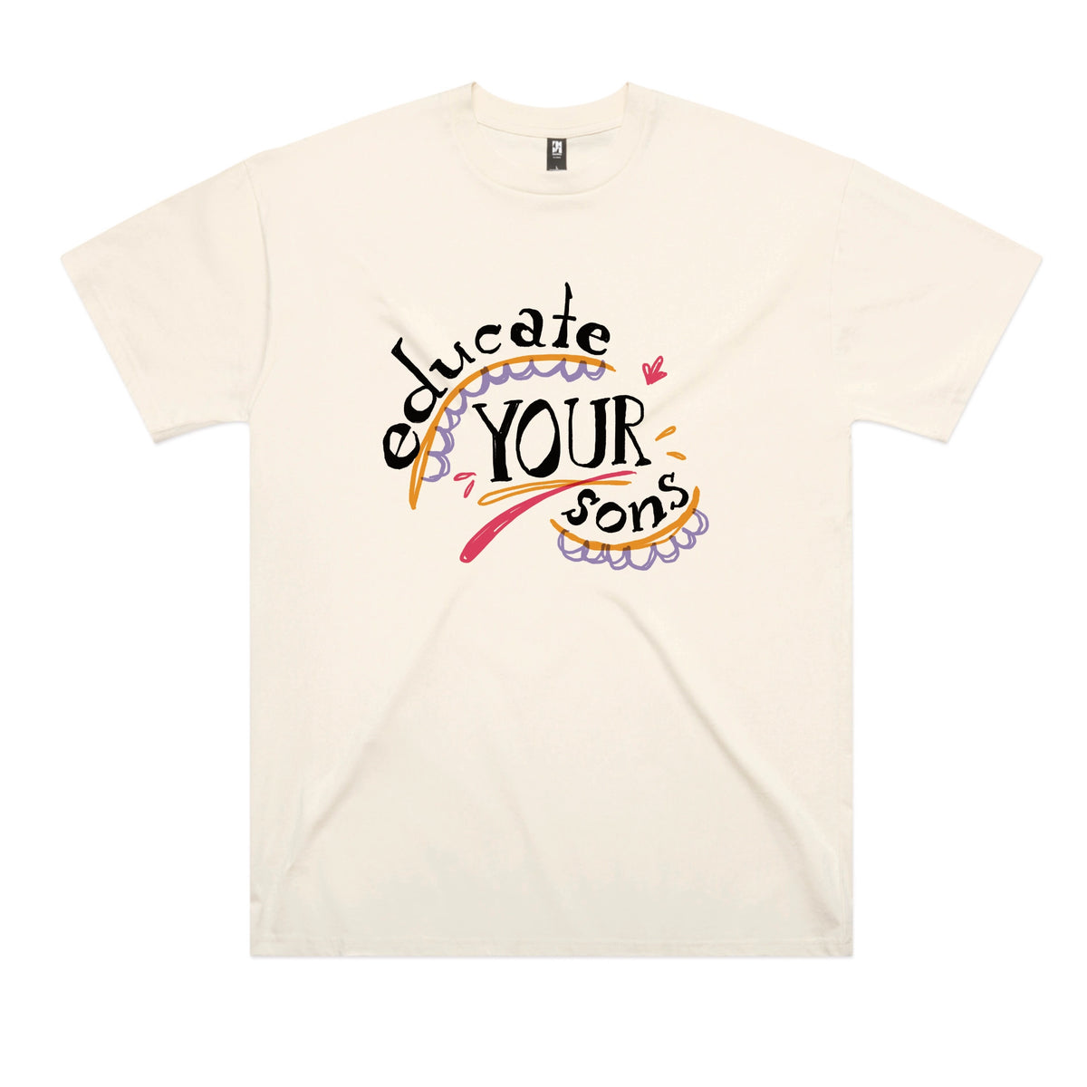Ecru oversized t-shirt with Educate Your Sons graphic by Lonely Kids Club
