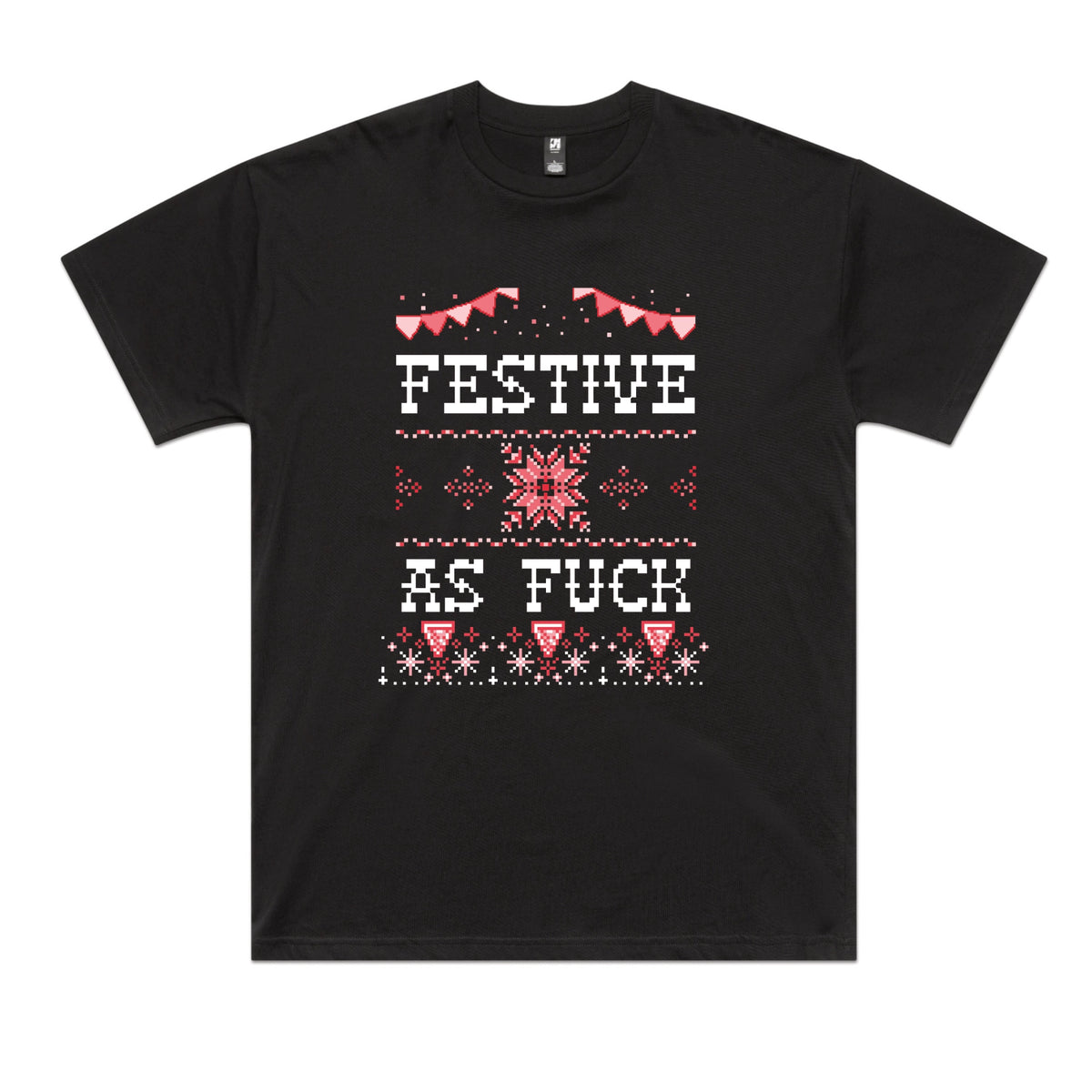 Black oversized t-shirt with Festive As Fuck graphic by Lonely Kids Club