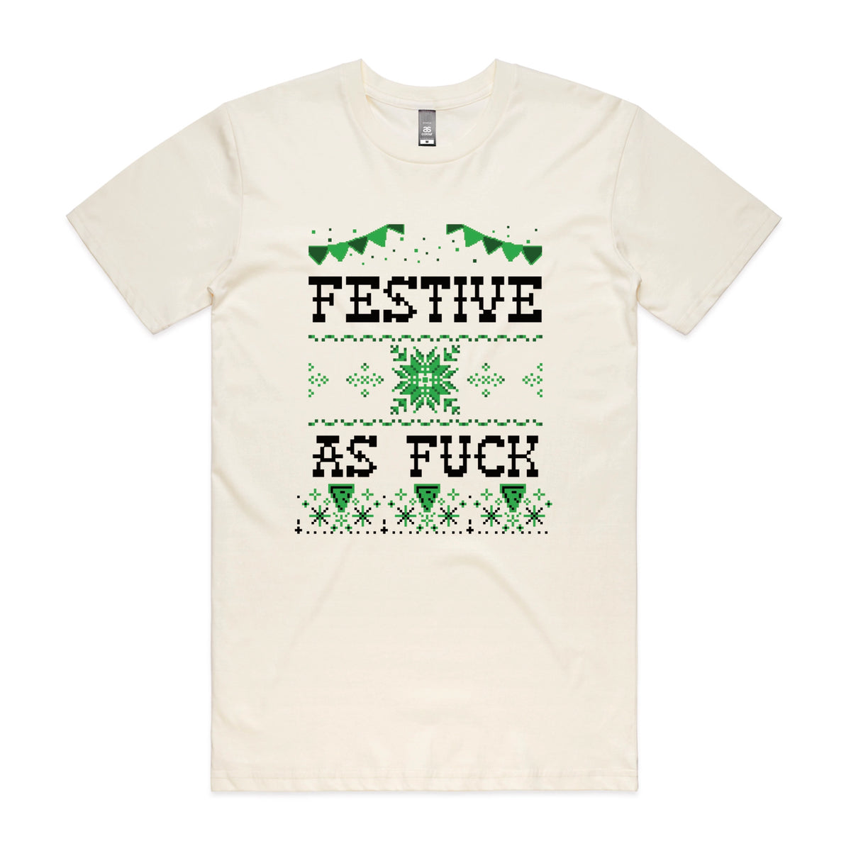 Ecru unisex t-shirt with Festive As Fuck graphic by Lonely Kids Club