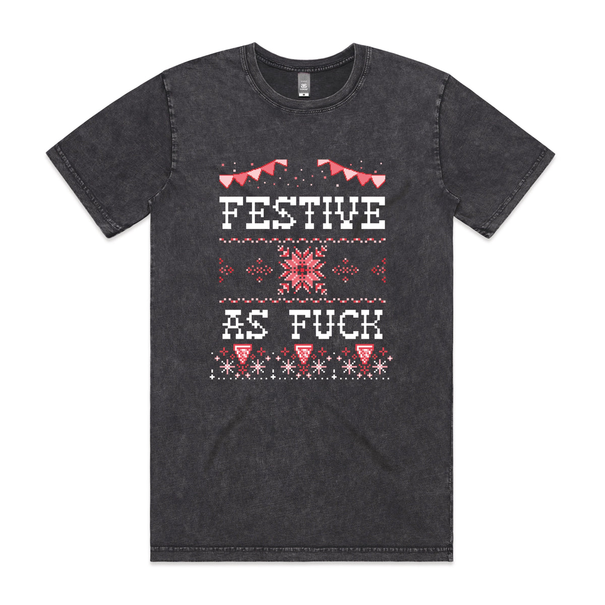 Acid Wash unisex t-shirt with Festive As Fuck graphic by Lonely Kids Club