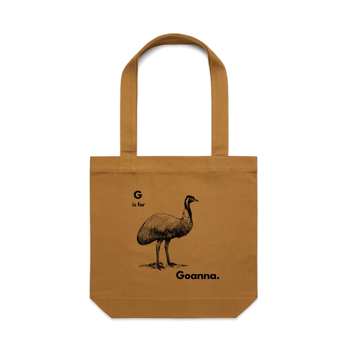 Camel carrie tote with G Is For Goanna Tote graphic by Lonely Kids Club