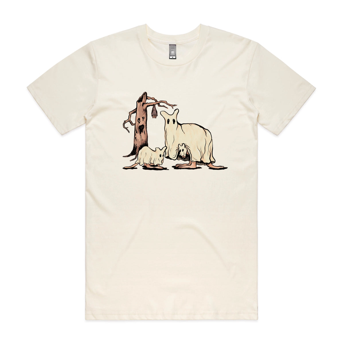 Ecru unisex t-shirt with Ghostaroos graphic by Lonely Kids Club