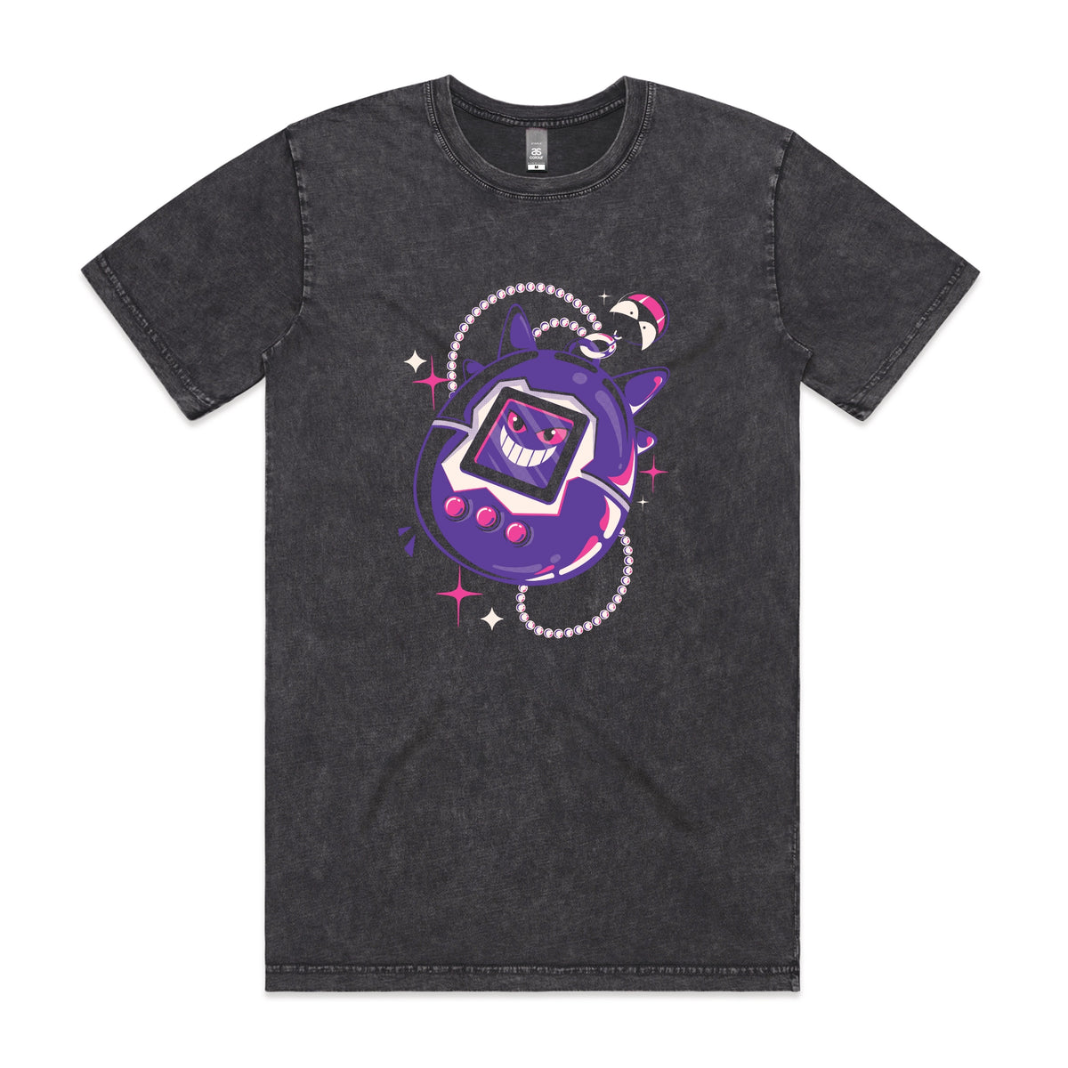 Acid Wash unisex t-shirt with Ghostigotchi graphic by Lonely Kids Club