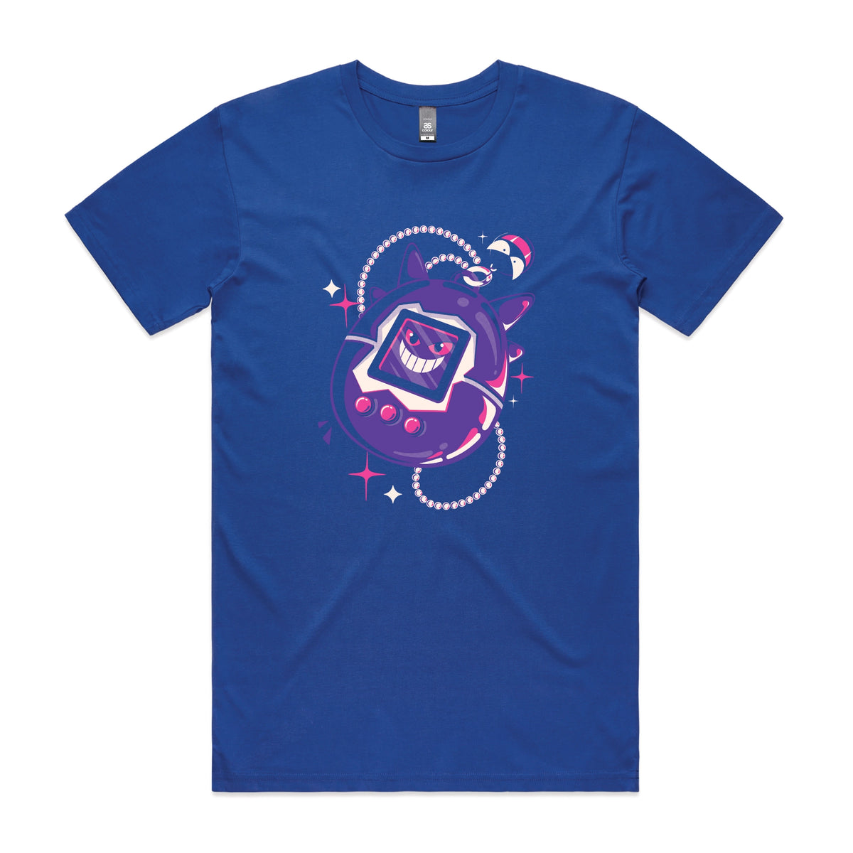 Royal Blue unisex t-shirt with Ghostigotchi graphic by Lonely Kids Club