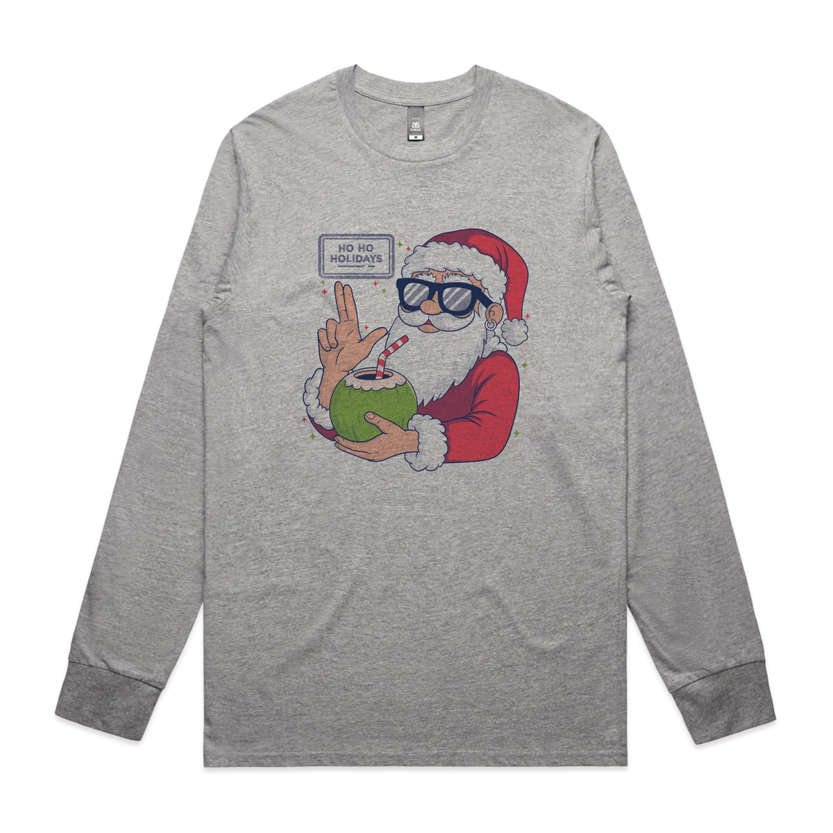 Grey Marle long sleeve t-shirt with Ho Ho Holidays graphic by Lonely Kids Club