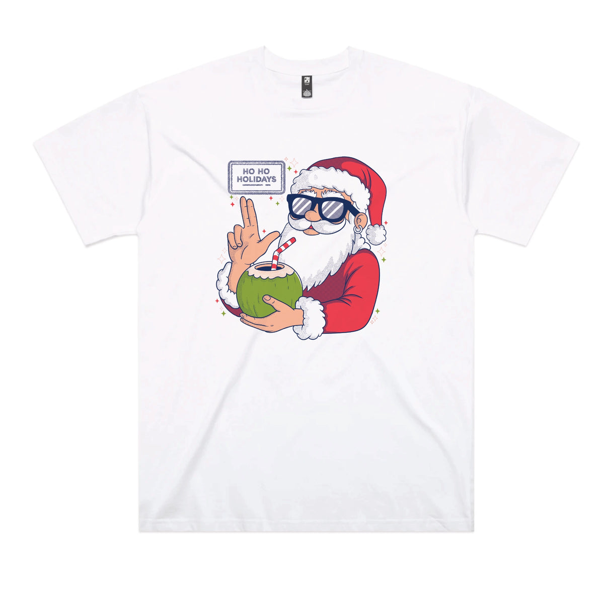 White oversized t-shirt with Ho Ho Holidays graphic by Lonely Kids Club