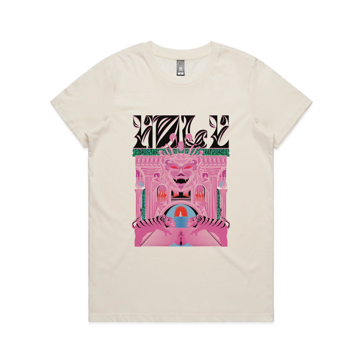 Ecru fitted womens t-shirt with Holy Temple graphic by Lonely Kids Club