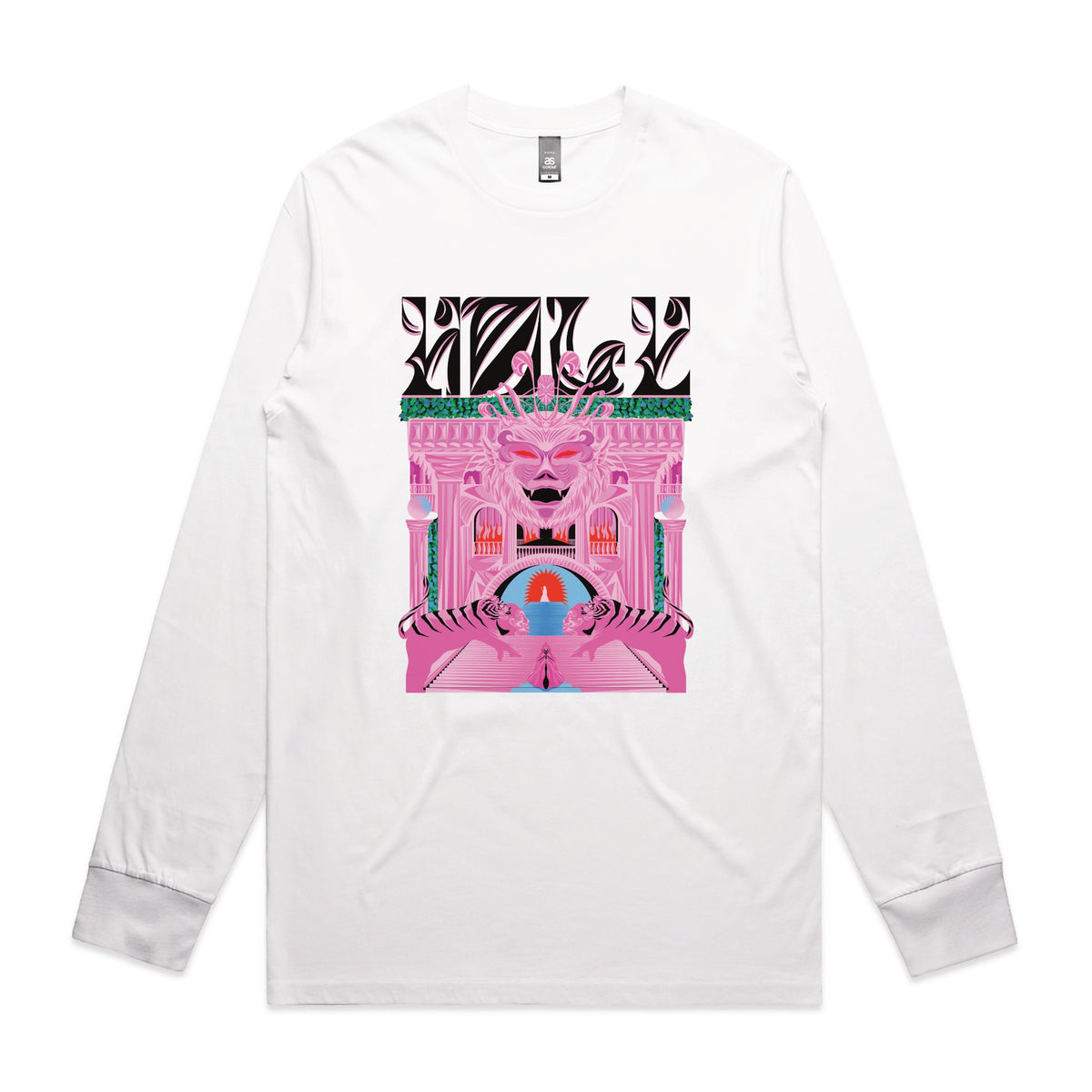 White long sleeve t-shirt with Holy Temple graphic by Lonely Kids Club