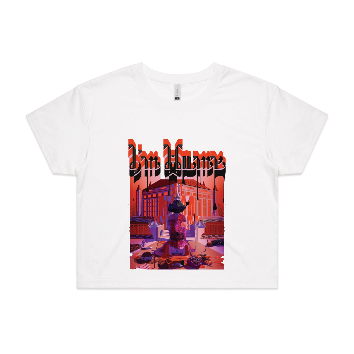 White crop top with I'm Home graphic by Lonely Kids Club