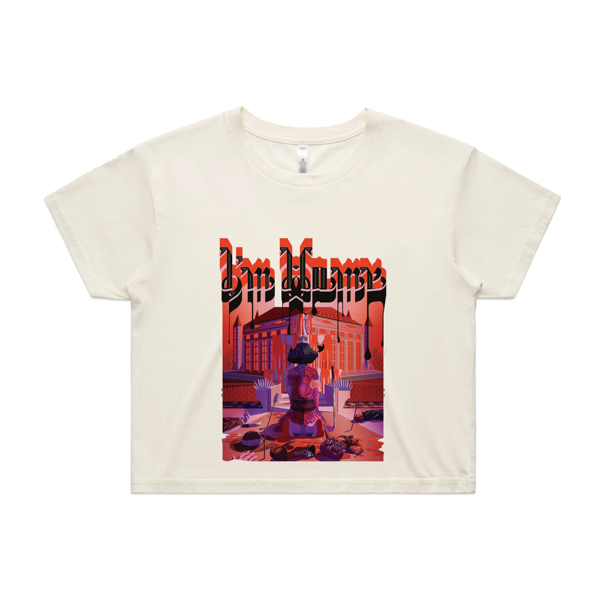 Ecru crop top with I'm Home graphic by Lonely Kids Club