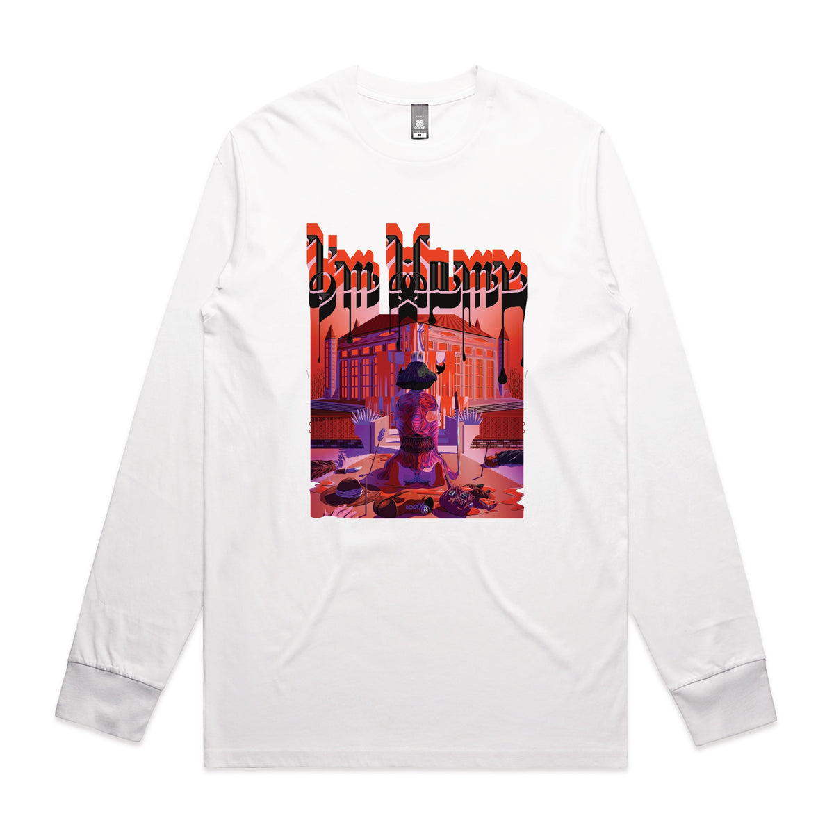 White long sleeve t-shirt with I'm Home graphic by Lonely Kids Club