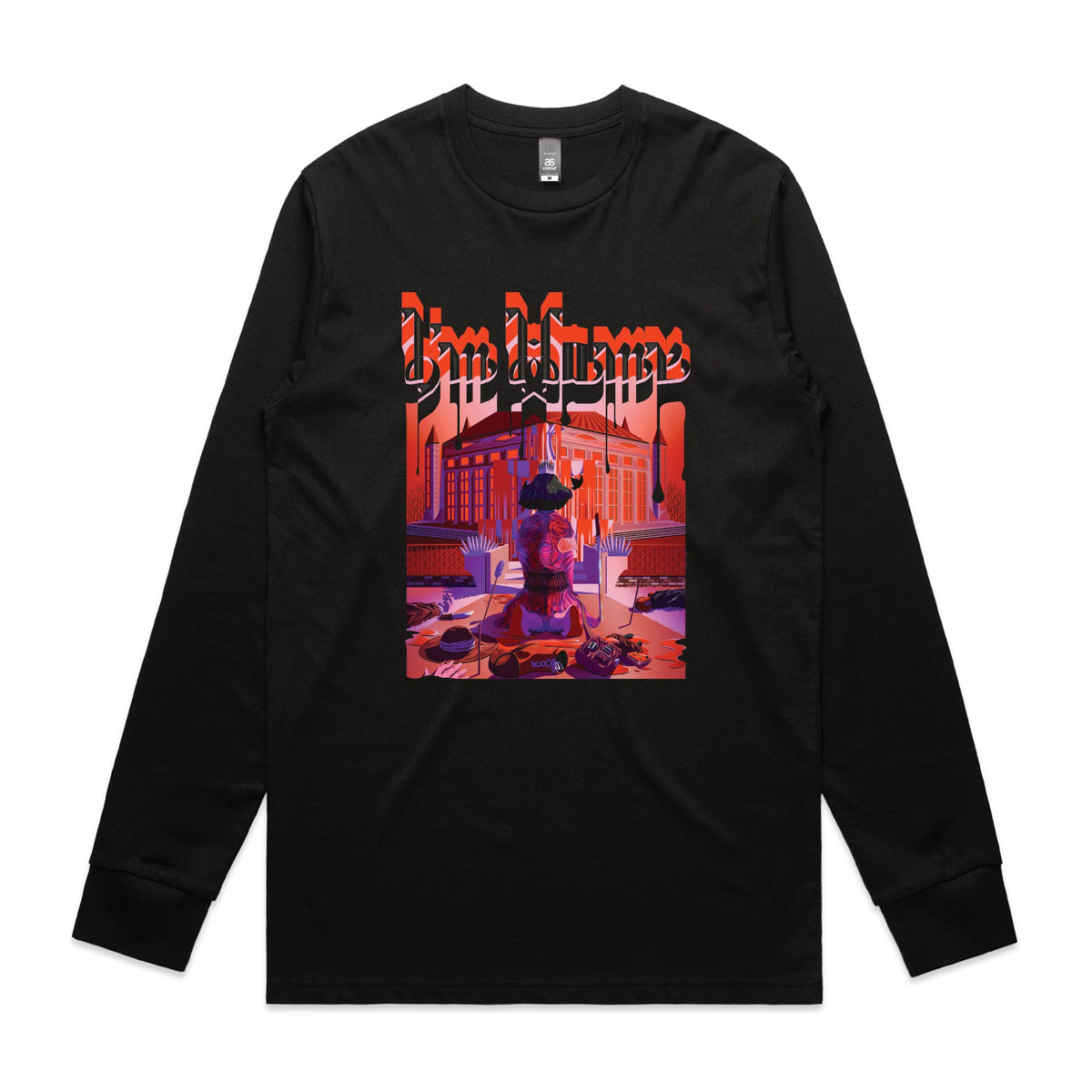 Black long sleeve t-shirt with I'm Home graphic by Lonely Kids Club