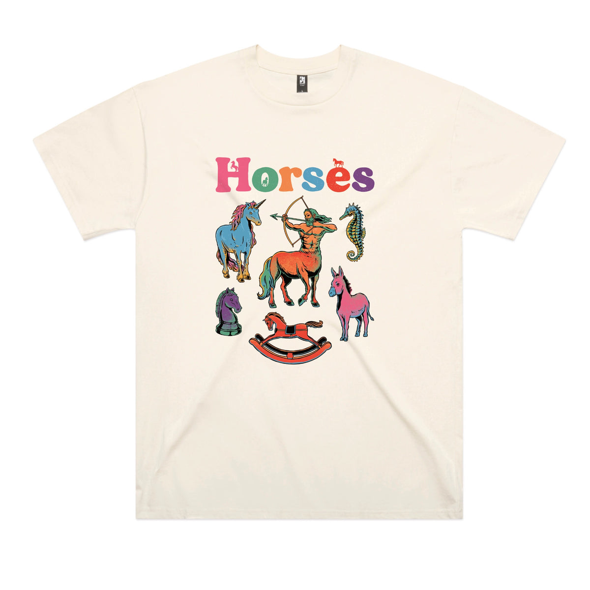 Ecru oversized t-shirt with Bright Horses graphic by Lonely Kids Club