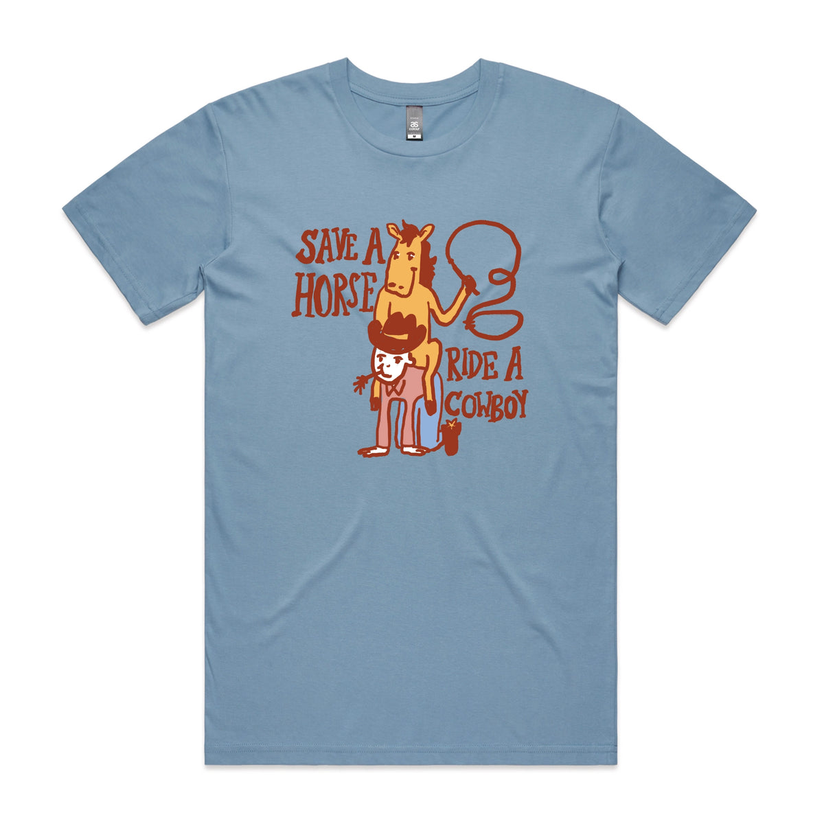 Carolina Blue unisex t-shirt with Save A Horse graphic by Lonely Kids Club