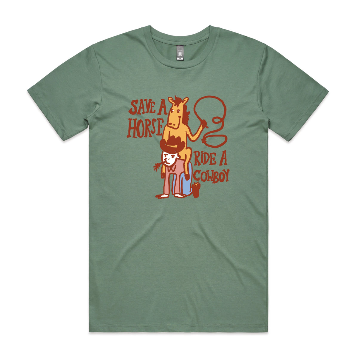 Sage unisex t-shirt with Save A Horse graphic by Lonely Kids Club