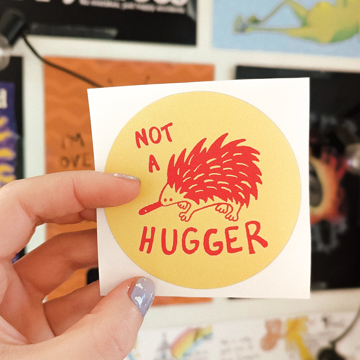 Not A Hugger Weatherproof Sticker sticker set by Lonely Kids Club