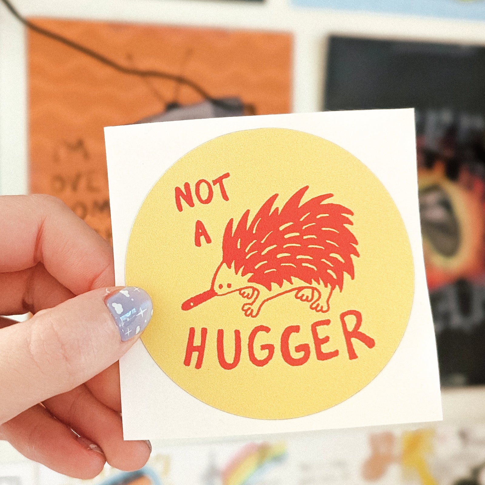 Not A Hugger Weatherproof Sticker sticker set by Lonely Kids Club