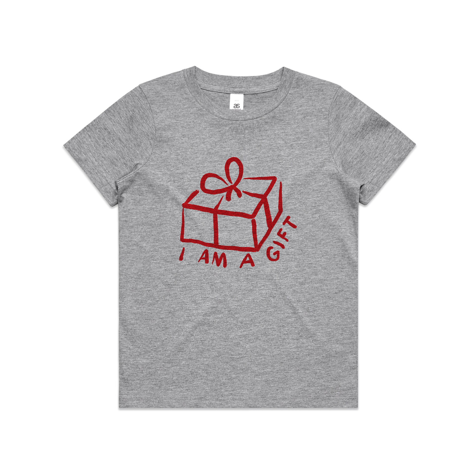 Grey Marle kids t-shirt with I Am A Gift Kids graphic by Lonely Kids Club