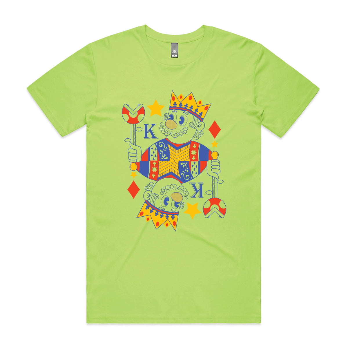 Lime unisex t-shirt with Mushroom King graphic by Lonely Kids Club
