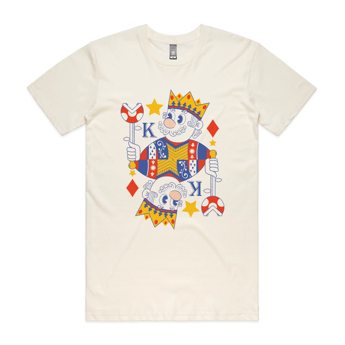 Ecru unisex t-shirt with Mushroom King graphic by Lonely Kids Club